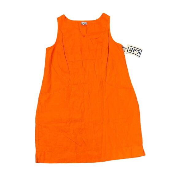 VIA NO 9 Large Lisa Orange 100% Linen Dress Vacation Coastal Sleeveless Summer - Picture 2 of 7